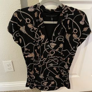 White House Black market Black/gold key blouse Gently used size: small